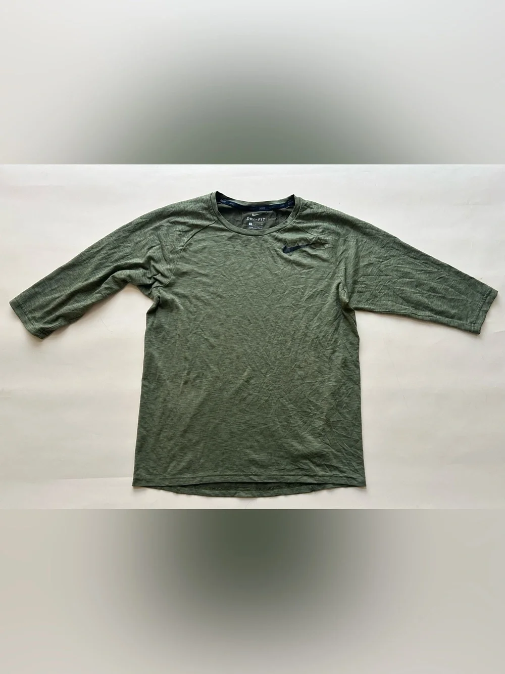 Nike Olive Crew Long Sleeve Shirt - Dark Green size s